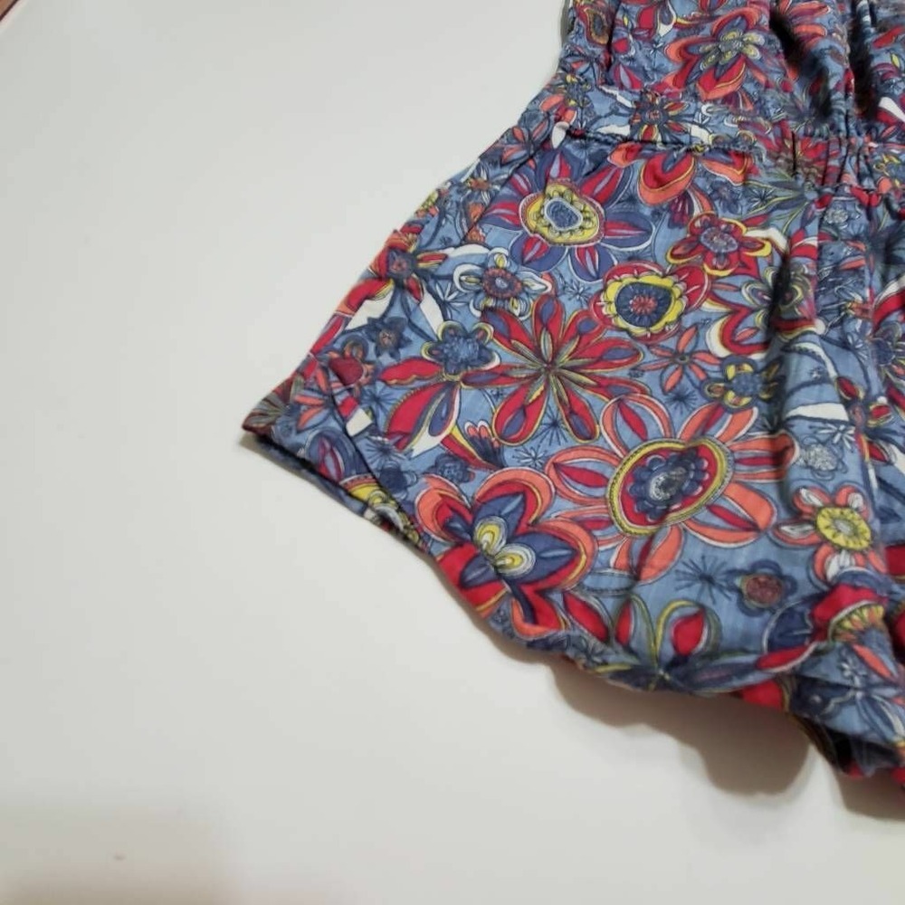 Old Navy Girls Romper Blue Red Floral Tie Front Sleeveless Knot Buttons XS - Picture 9 of 12